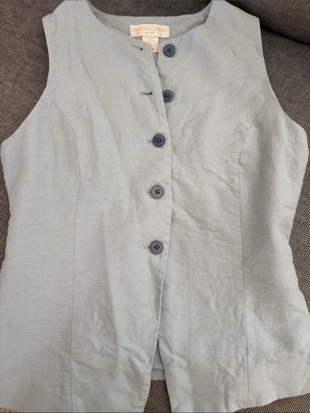 Caroline Constas Powder Blue Button Front Sleeveless Shell